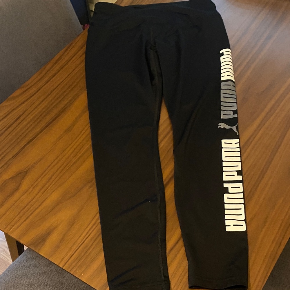 Puma Black Leggings with White Side Branding